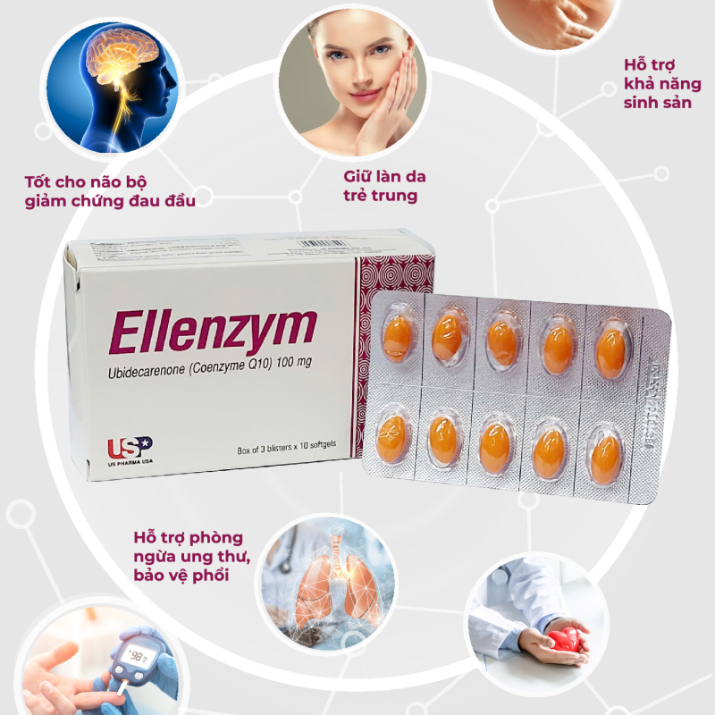 Ellenzym (Coenzyme Q10 100mg) thuốc hỗ trợ sức khỏe tim mạch