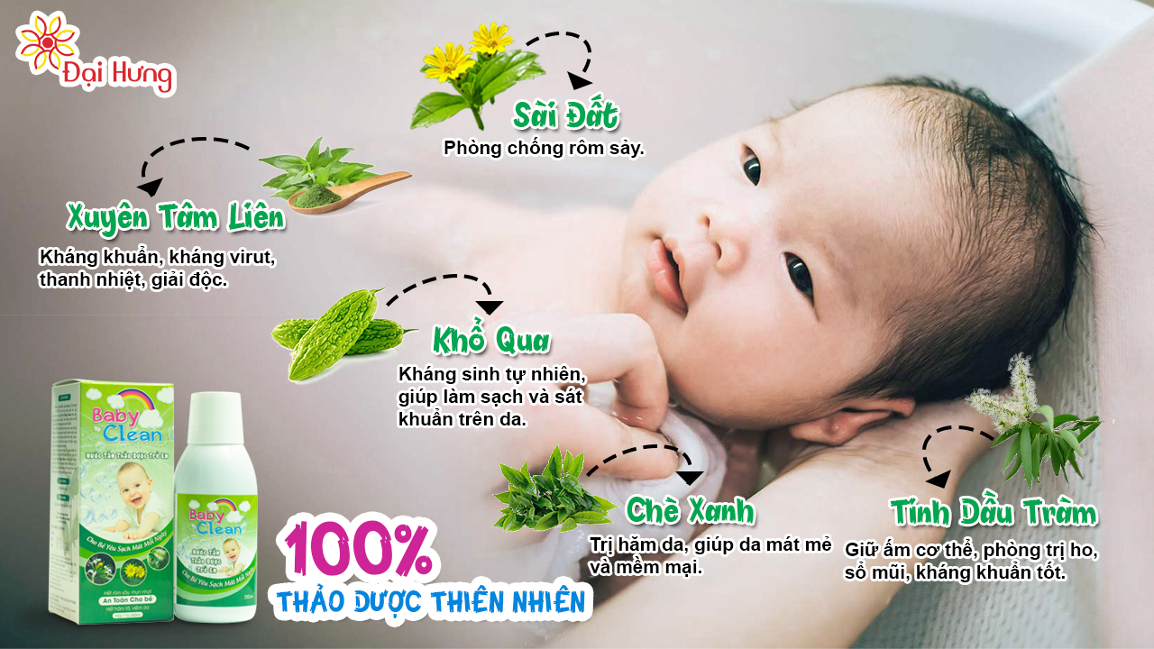 Nước tắm thảo dược BabyClean